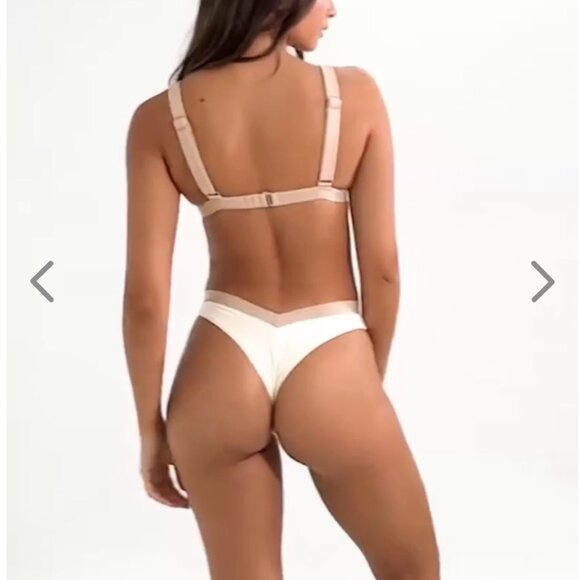NWT OneOne Swimwear Bikini SET Juno Beach Kameron Jesse New Beige Small Neutral - Picture 4 of 5
